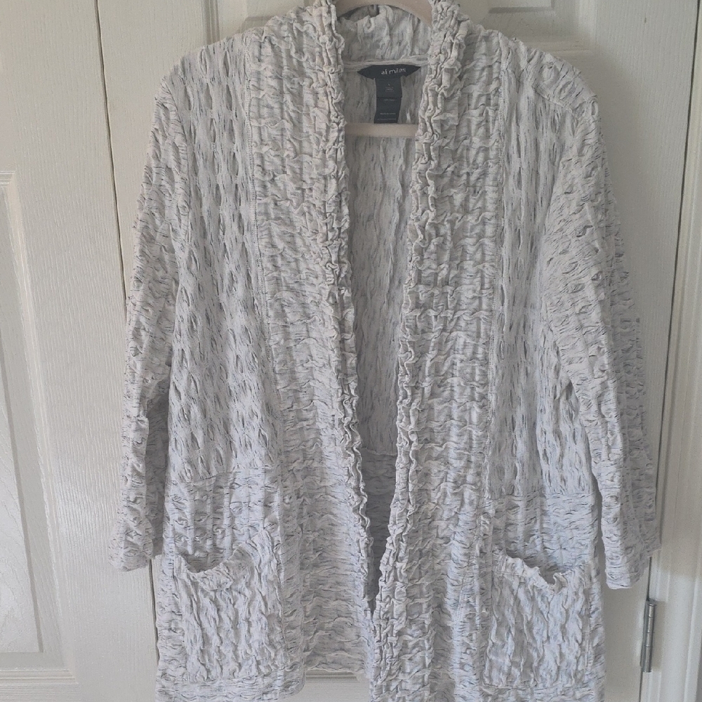 Ali Miles Textured Cream Cardigan Size L